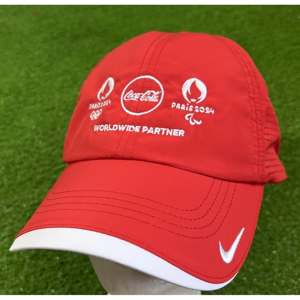 Nike Olympics Running Hat Strapback Red Club Hat Coke Partner 2024 Paris NWOT